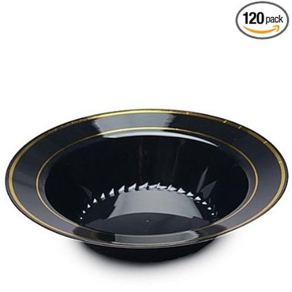 Fineline Settings Black and Gold 12 oz. Round Soup Bowl 512-BKG - main